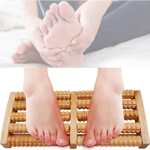 3/5 Rows Wooden Foot Massager 3D Shiatsu Roller Massage Relieve Body Stress Muscle Massager Reflexology Feet Care Massage Tool