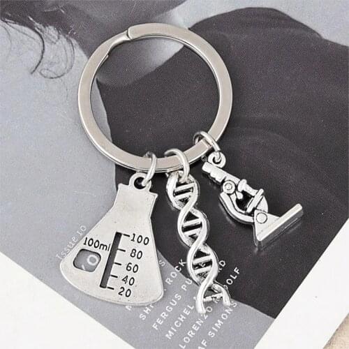 Measuring Cup Chemical Molecules Microscope Creative Diy Science Physics Student Teacher Learning Keychain