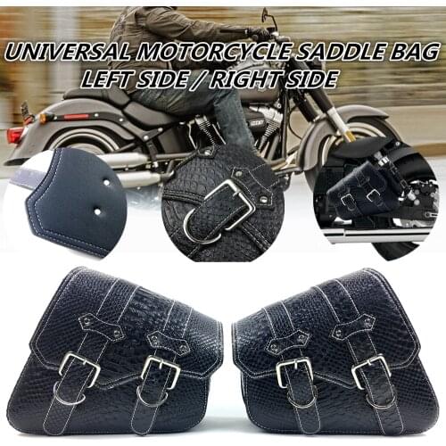 Motorcycle PU Crocodile Leather Saddle Bags Luggage Left+Right Side Tool Bag For Yamaha Honda Harley Sportster XL 883 XL1200