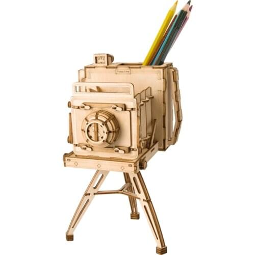 Robotime 3D DIY Camera Penholder Puzzle Game Wooden Model Building Kits Educational Toys Hobbies Gifts for Children TG403