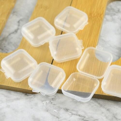 10 Piece Portable Mini Transparent Flip Jewelry Box Square Plastic Small Storage Box Medicine Storage Box Small Gift Jewelry Box