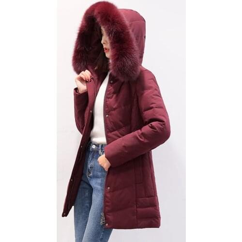 Down jacket fur collar aged ladies warm thickened down jacket