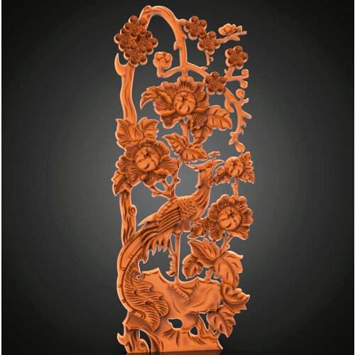 Decorative Peacock carving flower 3D model relief STL for cnc router carving and engraving artcam aspire home decor