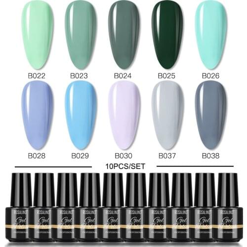 ROSALIND 8pcs Gel Polish Set Semi-permanent Summer Hot Colors Gel Varnish For Nails Lacquer Soak Off UV LED Nail Gel Polish Kit