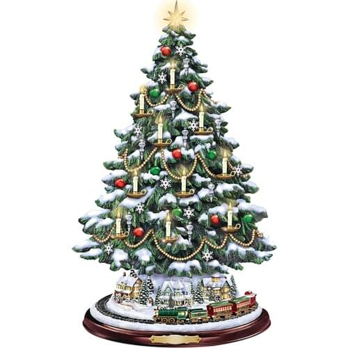 Christmas Tree Rotating Sculpture Train Decorations Paste Window Paste Stickers Christmas Decorations Winter Home Decoration