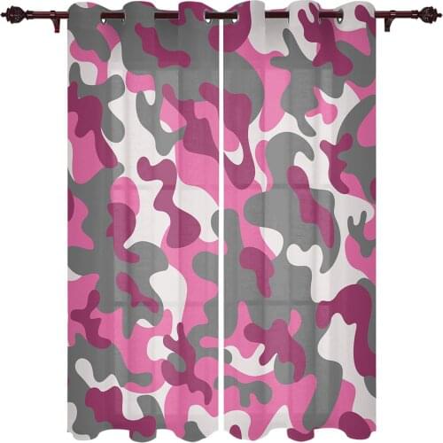 Pink Camouflage Window Curtains Kitchen Bedroom Drapes Home Decor Luxury Living Room Backdrop Curtain