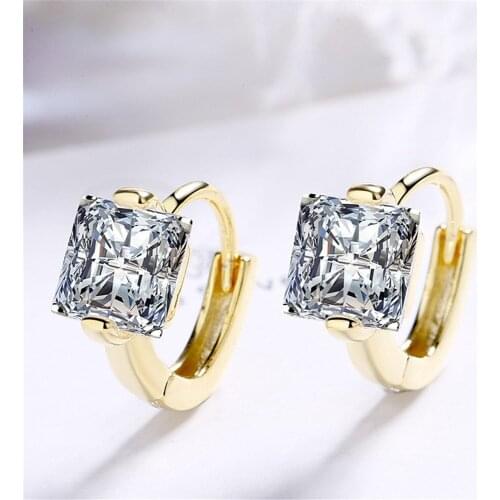 SHQIYAYI 925 Silver Zircon Hoop Earrings for Women Graceful Female Wedding Party Girl Gifts Fashion Simple Jewelry 589