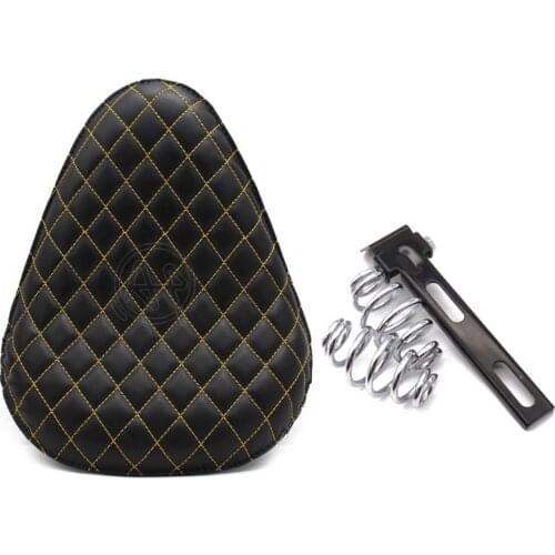 Old School Motorcycle PU Leather Solo Driver Seat w/ Spring Universal For For Harley Sportster 883 1200XLChopper Bobber