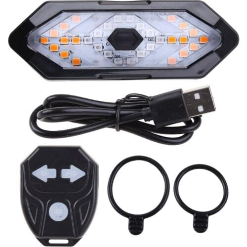Bicycle Tail Light USB Rechargable Smart Wireless Remote Control Turn Signal Warning Lamp