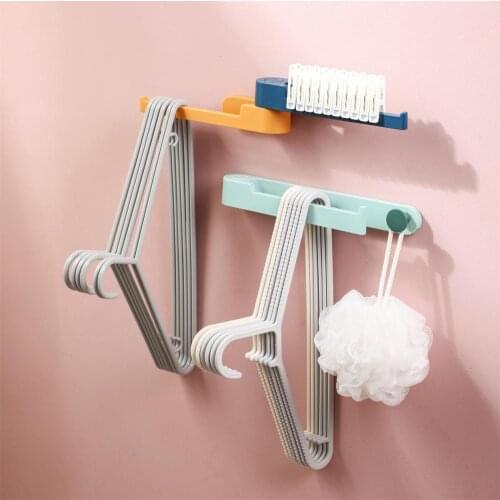 Clothes Rack Hanger Organizer Clothing Drying Rack Holder Wall Mounted Storage Rack Shelves Home Organizer Save Space