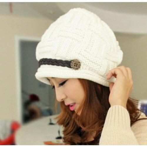Womens Fashion Braided Autumn Winter Warm Baggy Beanie Knit Crochet Hat Cap