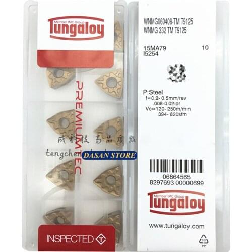 10PCS Original WNMG060404 TM T9125 WNMG 060408 Carbide Inserts CNC Lathe Turning Tool for Steel Processing