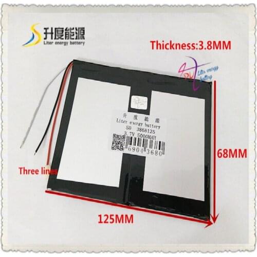3.7V 5000mAH 3868125 Polymer lithium ion / Li-ion battery for tablet pc MOBILE BANK POWER BANK MP4