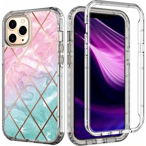 3 in 1 Rose Flower Phone Case For iPhone 12 Pro MAX Coque Anti Shock PC Hard Shockproof Cover For iPhone 12 Mini Armor Case