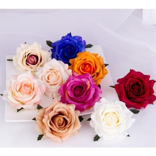 5pcs artificial roses white silk fake roses flower faux heads high quality DIY wedding home decoration scrapbook accessories