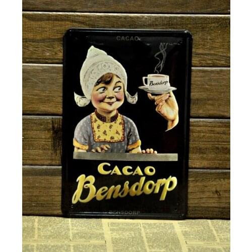 50pcs/lot Metal Sign shabby chic Christmas gift!!CACAO Bensdorp Metal Tin Signs coffee painting Bar Garage shop home Wall Decor