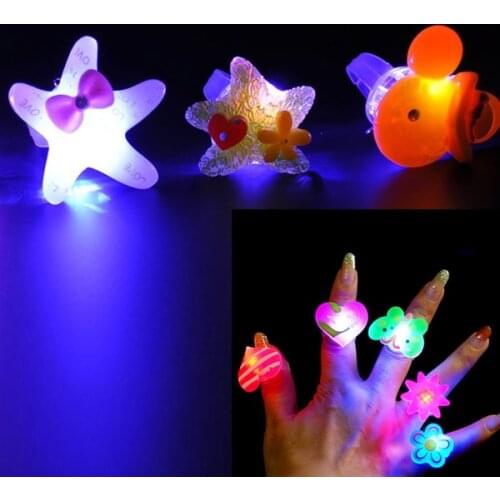 50PCS Cartoon Light-Up Rings Flashing LED Blinking Finger Ring Children Toys Glow Party Christmas Halloween Neon Party