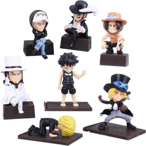 Anime One Piece Luffy Ace Marco Shanks Sanji Franky 7pcs/set Action Figure Fashion Mini Q Version PVC Model Figuras De Anime