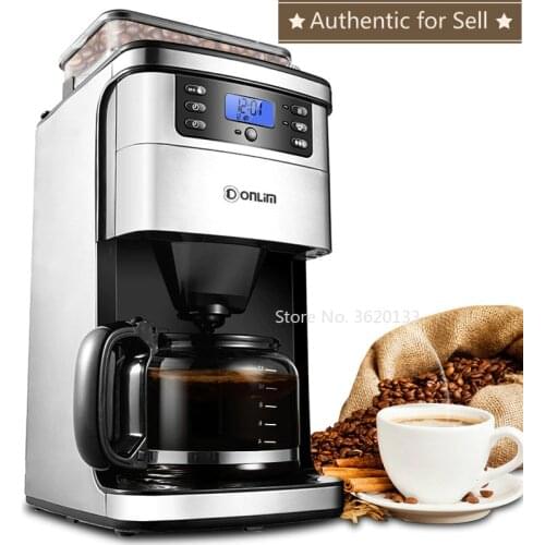 Authentic Stainless Steel Automatic Drip Coffee Machine 1.5L 900W American Coffee Maker Coffee Bean& Powder Dual Use/Auto off