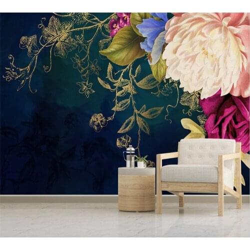 Beibehang Custom Nordic Simple Retro Fashion Romantic Flower Roses American Pastoral Background Wall Home Decoration Painting