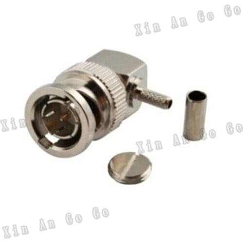 BNC male crimp 75ohm RF connector BNC male right angle crimp plug for RG179 coaxial cable fast ship