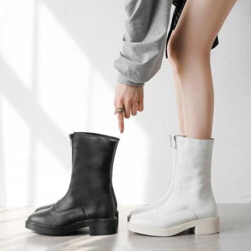 Genuine Leather Womens Winter Boots Plush Warm Women Platform Sneakers Fashion Combat Boots Woman Martin Shoes