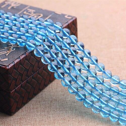 Grade AA Natural Clear Quartz Crackle Beads Sky Blue Color 6mm-14mm Smooth Polished Round 15 Inch Strand BJ19