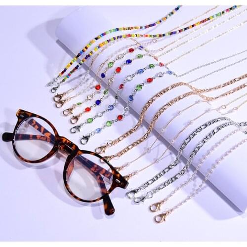 Crystal Bead Womens Neck Chain for Glasses Sunglasses Lace Lanyard Mask Strap 2021 New Fashion Color Eyeglass Chic Anti-Lost