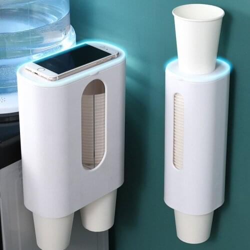 Cup Remover Household Disposable Cup Holder Water Dispenser Dustproof Cup Holder Wall Mount Double Tube Paper Cup Rack