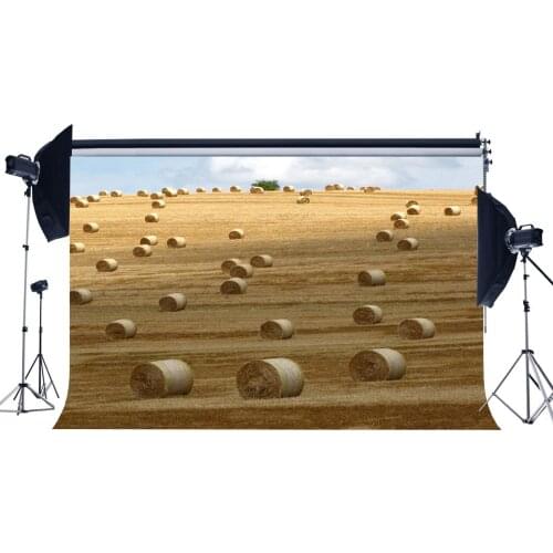 Rustic Farmland Backdrop Straw Haystack Backdrops Nature Wheat Field Fall Background Autumn Harvest Thanksgiving Day Party