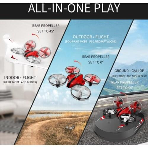 L6082 Drone DIY 3 In 1 Air Genius Drone 3-Mode Hovercraft With Fixed Wing Glider All-In-One RC Quadcopter RTF Hobby For Boy