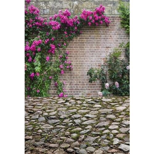 Flower covered brick-wall backgrounds polyester model photography backdrops for photographer studio accessories backdrop LV-1373