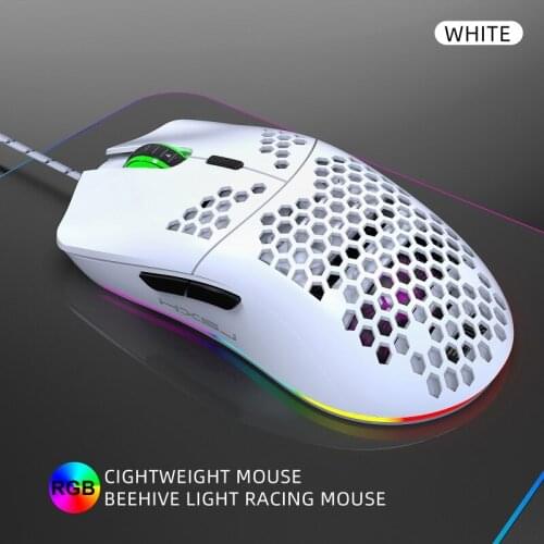 J900 6400DPI Adjustable 6 Buttons Gamer USB Wired Honeycomb Hollow Mouse PC Laptop Hollow-out RGB Gaming Mouse