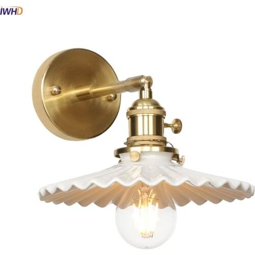IWHD Japan Style Ceramic Wall Lights For Home Switch Bedroom Bathroom Mirror Light Copper Wall Lamp Sconce Wandlamp Lighting LED