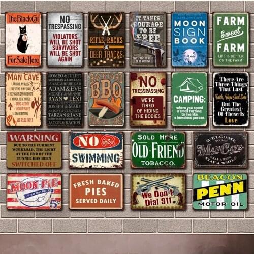 [ Kelly66 ] Man Cave Rule No Swimming Dog Farm Vintage Metal Sign Tin Poster Home Decor Bar Wall Art Painting 20*30 CM Size Dy9