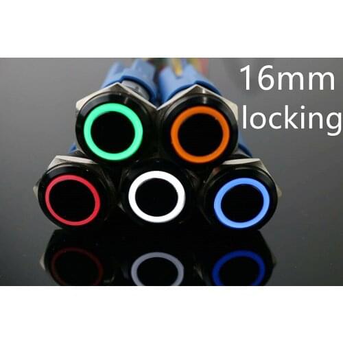 16mm Round Latching Push Button Switch, LED Hola 5A 1NO1NC SPDT ON/OFF