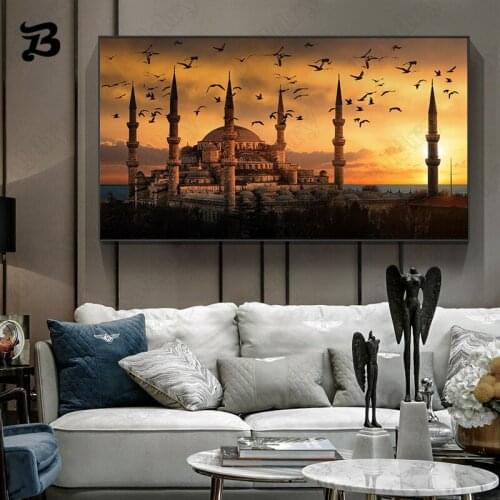Landscape Wall Art Canvas Painting Sunset Canvas Posters Prints Vintage Decor Wall Art Pictures for Living Room Retro Home Decor