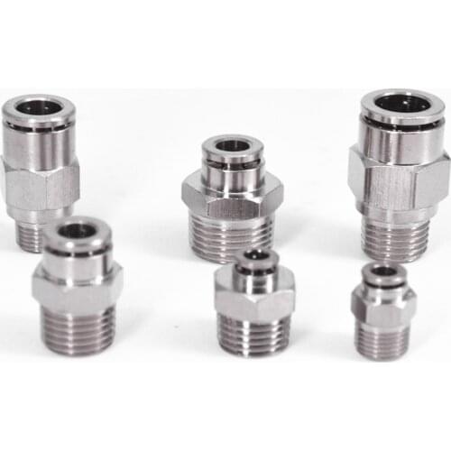 M5 1/8" 1/4" 3/8" 1/2" BSPT Male Pneumatic Nickel Plated Brass Push In Quick Connector Release Air Fitting Plumbing