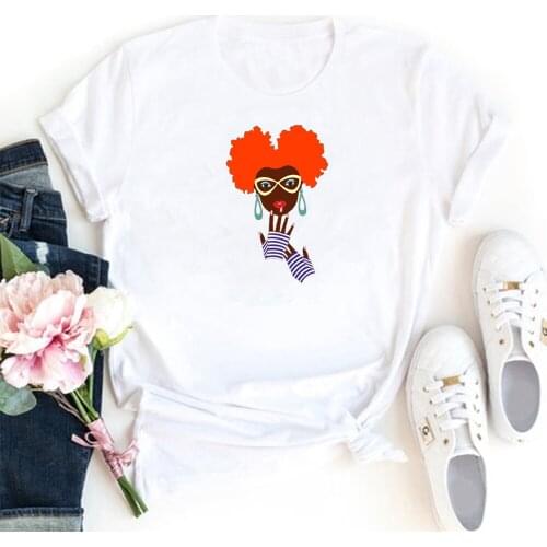 Cute Black Girl T-shirt Femme Cool Vintage Womans T Shirt Tops Casual Fashion Funny Tshirts Cotton Woman Gothic Clothes