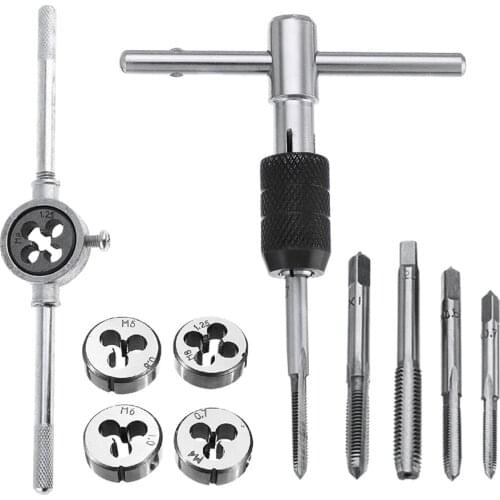 10pcs Tap Die Screw Thread Making Tool Bit Set Thread Tap Twist Drill Bit Wrench Set Tap and Die Set Metric Wrench Cut