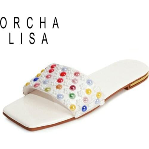 ORCHA LISA Summer Sweet Fashion Ladies Slippers Flat Sweet Flowers Polka Dot Heel Slide Slingbacks Open Toe Size 34-43 A4163