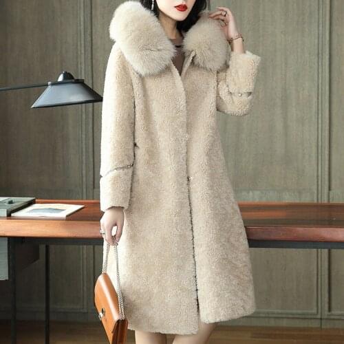 Real Fur Coat Women Clothes 2020 Long Winter Jacket Hooded Fox Fur Collar Korean Coats and Jackets Manteau Femme OT1981 KJ5615