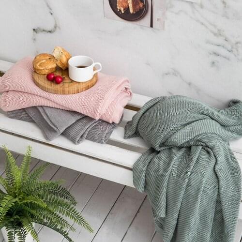 Dropshipping Soft Bamboo solid Blanket Adults Crochet Thread Knitted Blankets Sleeping Bedspreads Air Conditioning Blanket