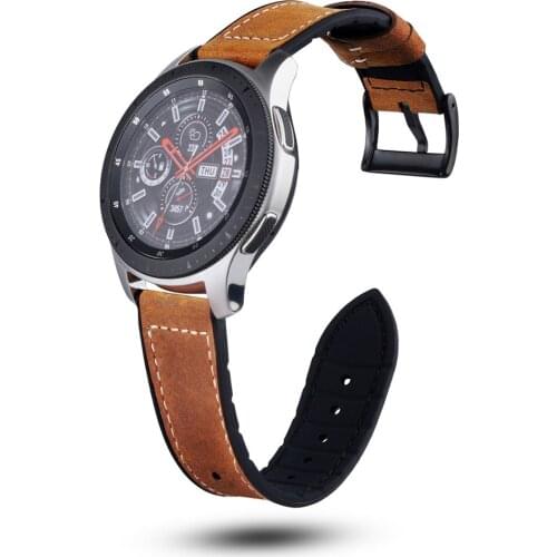 Silicone+Leather Strap for Samsung Galaxy Watch 3 Band 41mm/45mm/Active 2 1/42mm/46mm/Gear S3 Bracelet 20mm 22mm Wrist Belt