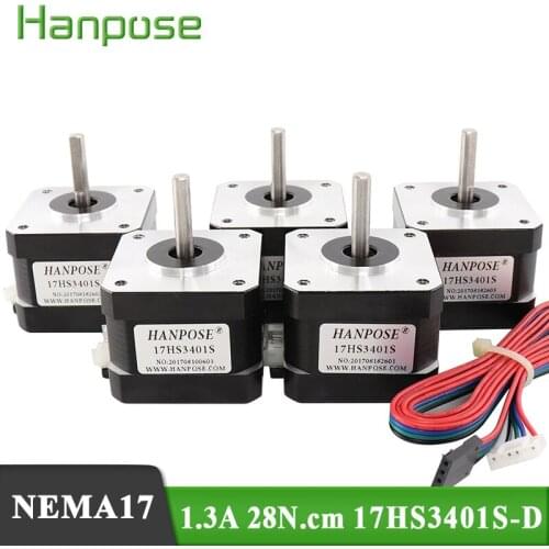 50pcs 17HS3401S-D 4-lead Nema17 Stepper Motor 42 motor 42BYGH 1.3A for CE ROSH ISO CNC 3D printer Best prices 12V Stepper motor