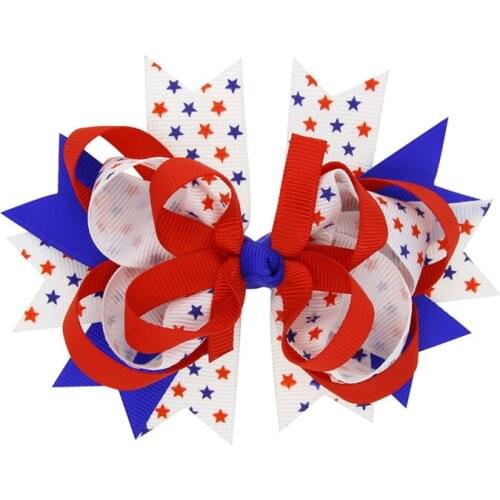 5 Inches Big Polka Dots Hair Bows Navy Blue Red Hairpin Stacked Boutique Kids Bows Hair Clips For Girls Hair Accessories