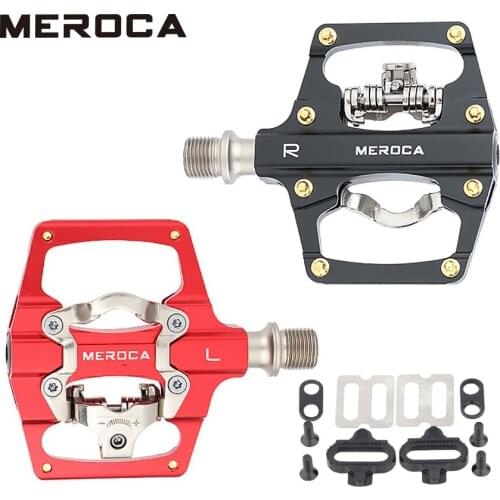 MEROCA MTB Bike Self-Locking Pedal Flat Pedals Aluminum Alloy DU Bearing SPD Pedal Platform To Cleats Pedal Cycling Accessories