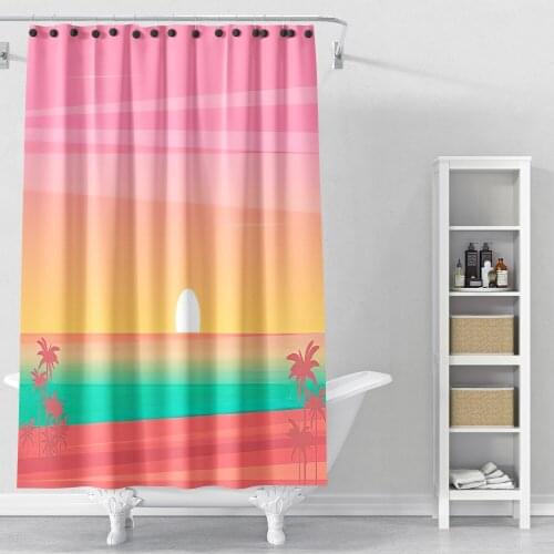 3D Print Hawaii Tropical plants Style Waterproof Shower Curtains Home Summer Sunset Decoration Bathroom Polyester Fabric