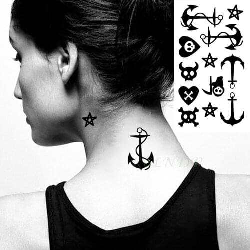 Waterproof Temporary Tattoo Stickers Ship Anchor Skull Stars fake Tatto Flash Tatoo Tatouage Hand Back Foot for Girl Women Men