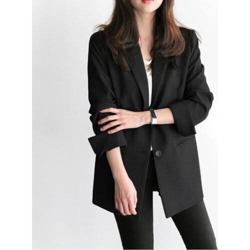 Ladies Tailored Oversized Fashion Double Buttons Long Loose Coat Formal Casual Autumn Women Suit Black Suit Blazer Office Jacket